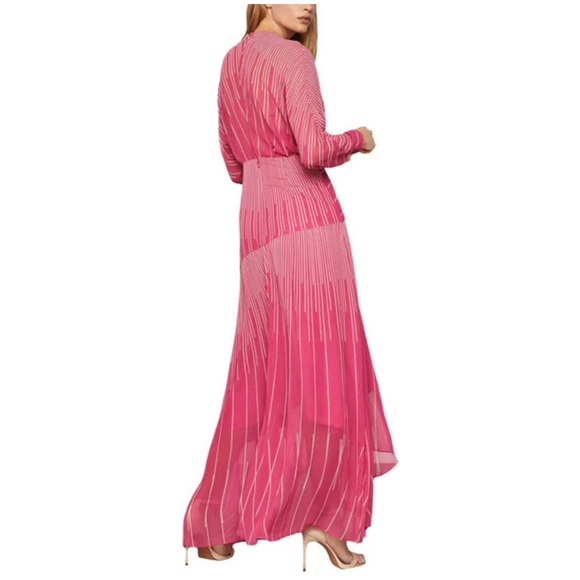 BCBGMaxazria linear high-low cocktail Dress in Ibis Rose color - Picture 2 of 10